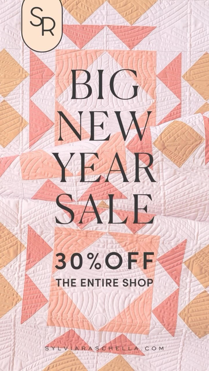 Hey Quilty fam! I know I’ve been MIA for a while, but I’m ready to start fresh this year! I’m excited to get back to quilting and designing, though probably at a slower pace that I can keep up with ☺️

As a THANK YOU for sticking around, everything in my shop is 30% off! Plus, physical orders get a FREE quilt block sticker! Sale ends at midnight PST January 16th - no code needed.

#sylviaraschellapatterns #sylviaraschellaquilts #sylviaraschella #quiltpatternsale #quiltkitsale #fabricsale #quiltfabricsale #newyearsale #quilting #quiltinglove #quiltersgonnaquilt #makesgonnamake